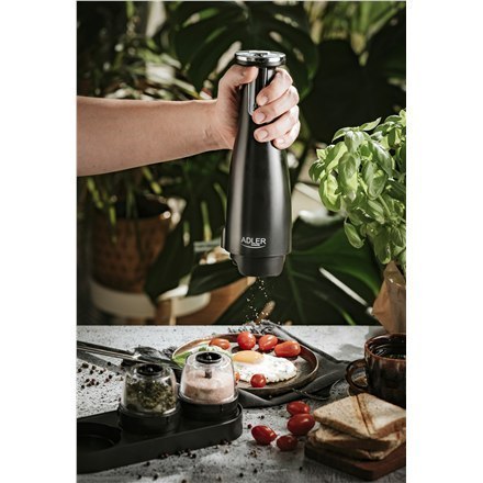 Adler Electric Salt and pepper grinder AD 4449b 7 W, Housing material ABS plastic, Lithium, Matte Black Adler Electric Salt and pepper grinder AD 4449b 7 W, Housing material ABS plastic, Lithium, Matte Black