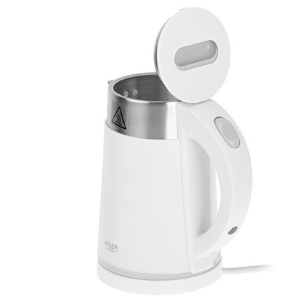 Adler Kettle AD 1372 Electric, 800 W, 0.6 L, Plastic/Stainless steel, 360° rotational base, White Adler Kettle AD 1372 Electric, 800 W, 0.6 L, Plastic/Stainless steel, 360° rotational base, White