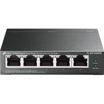 TP-LINK 5-Port Gigabit Easy Smart Switch with 4-Port PoE+ TL-SG105MPE Managed L2, Desktop, Ethernet LAN (RJ-45) ports 5 TP-LINK 5-Port Gigabit Easy Smart Switch with 4-Port PoE+ TL-SG105MPE Managed L2, Desktop, Ethernet LAN (RJ-45) ports 5