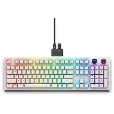 Dell Alienware Tri-Mode AW920K Wireless Gaming Keyboard, RGB LED light, US, Wireless, Lunar Light, Bluetooth, Numeric keypad, CH Dell Alienware Tri-Mode AW920K Wireless Gaming Keyboard, RGB LED light, US, Wireless, Lunar Light, Bluetooth, Numeric keypad, CH