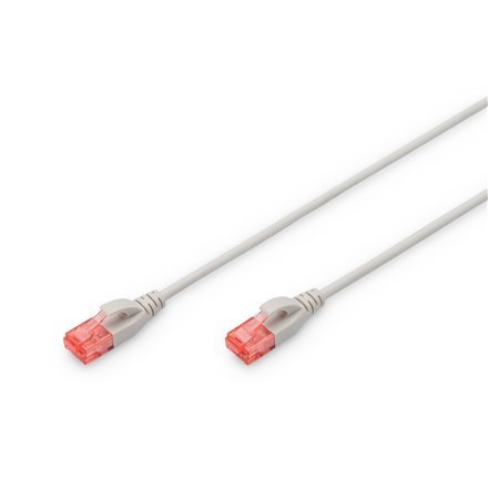 Digitus CAT 6 U-UTP Slim patch cord Patch cord, Modular RJ45 (8/8) plug, 2 m, Grey Digitus CAT 6 U-UTP Slim patch cord Patch cord, Modular RJ45 (8/8) plug, 2 m, Grey