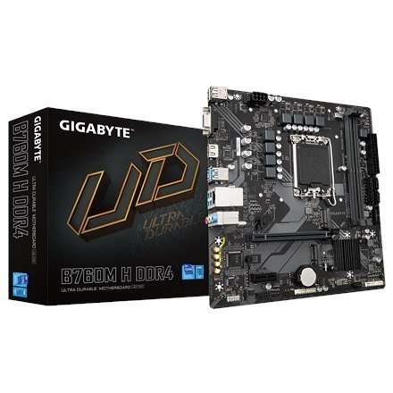 Gigabyte B760M H DDR4 1.0 M/B Processor family Intel, Processor socket LGA1700, DDR4 DIMM, Memory slots 2, Supported hard disk d Gigabyte B760M H DDR4 1.0 M/B Processor family Intel, Processor socket LGA1700, DDR4 DIMM, Memory slots 2, Supported hard disk d
