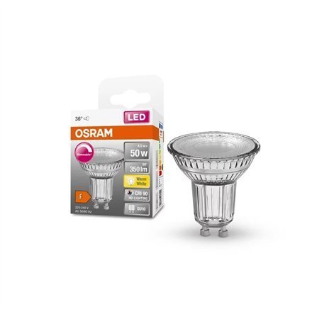 Osram Parathom Reflector LED 50 dimmable 36° 4,5 W/927 GU10 bulb Osram Parathom Reflector LED GU10 4.5 W Warm White Osram Parathom Reflector LED 50 dimmable 36° 4,5 W/927 GU10 bulb Osram Parathom Reflector LED GU10 4.5 W Warm White