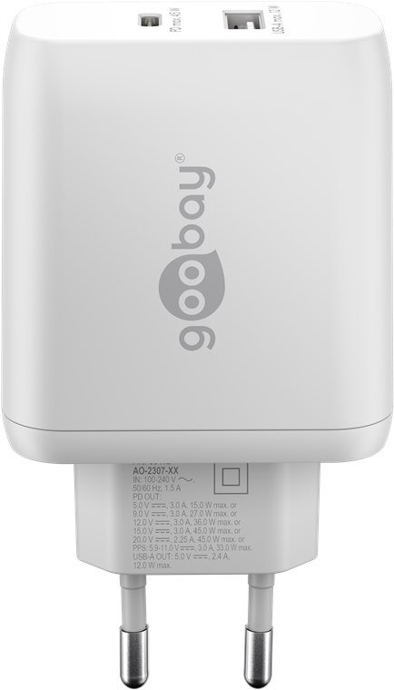 Goobay | Ładowarka USB-C PD Podwójna Szybka (45 W) | 65412 | N/A Goobay | Ładowarka USB-C PD Podwójna Szybka (45 W) | 65412 | N/A