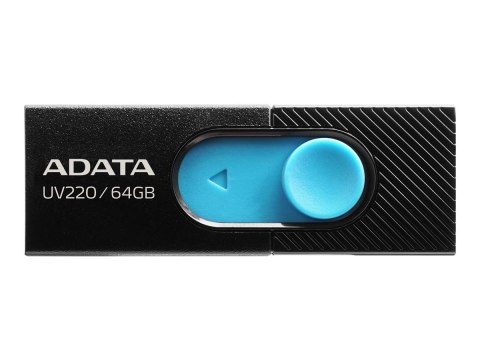 Napęd USB ADATA UV220 | Pojemność 64 GB | Kolor: Czarno-Niebieski | USB 2.0 Napęd USB ADATA UV220 | Pojemność 64 GB | Kolor: Czarno-Niebieski | USB 2.0
