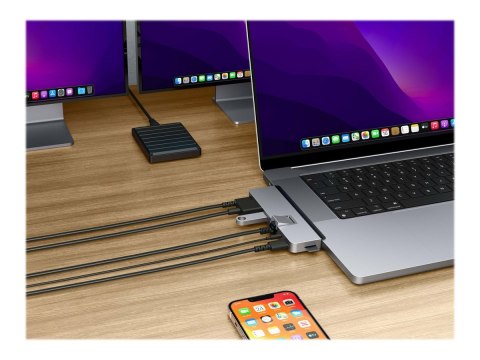 HiperDrive DUO PRO 7-w-2 USB-C Hub dla MacBook Air/Pro 2016-2020 | Porty Ethernet LAN (RJ-45) 1 | Ilość portów HDMI 1 HiperDrive DUO PRO 7-w-2 USB-C Hub dla MacBook Air/Pro 2016-2020 | Porty Ethernet LAN (RJ-45) 1 | Ilość portów HDMI 1