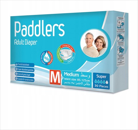 Pieluchy dla dorosłych PADDLERS Rozmiar M, SUPER CHŁONNE, 30 szt. Pieluchy dla dorosłych PADDLERS Rozmiar M, SUPER CHŁONNE, 30 szt.
