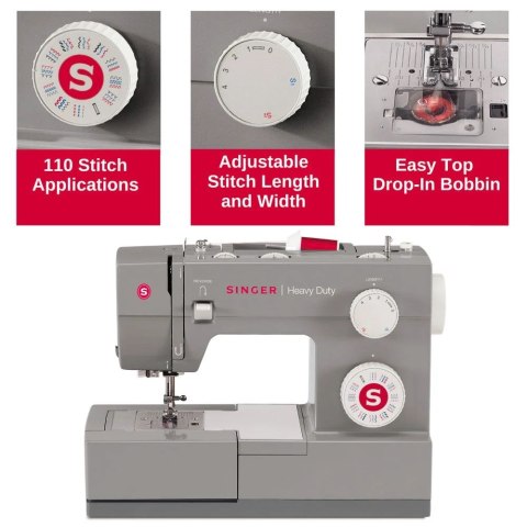 Singer | Sewing Machine | 4432 Heavy Duty | Number of stitches 110 | Number of buttonholes 1 | Grey Singer | Sewing Machine | 4432 Heavy Duty | Number of stitches 110 | Number of buttonholes 1 | Grey