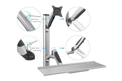 Digitus | Uchwyt ścienny | Stacja robocza | Regulowana wysokość, pochylenie, obrót | 27 " | Maksymalna waga (udźwig) 6 kg | Sreb Digitus | Uchwyt ścienny | Stacja robocza | Regulowana wysokość, pochylenie, obrót | 27 " | Maksymalna waga (udźwig) 6 kg | Sreb