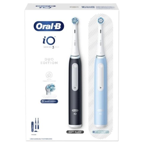 Oral-B | iO3 Series | Electric Toothbrush Duo Pack | Rechargeable | For adults | Number of brush heads included 2 | Number of te Oral-B | iO3 Series | Electric Toothbrush Duo Pack | Rechargeable | For adults | Number of brush heads included 2 | Number of te
