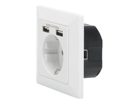Gniazdo bezpieczeństwa do montażu podtynkowego z 2 portami USB | DA-70613 Gniazdo bezpieczeństwa do montażu podtynkowego z 2 portami USB | DA-70613