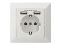 Gniazdo bezpieczeństwa do montażu podtynkowego z 2 portami USB | DA-70613 Gniazdo bezpieczeństwa do montażu podtynkowego z 2 portami USB | DA-70613