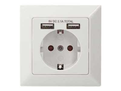 Gniazdo bezpieczeństwa do montażu podtynkowego z 2 portami USB | DA-70613 Gniazdo bezpieczeństwa do montażu podtynkowego z 2 portami USB | DA-70613
