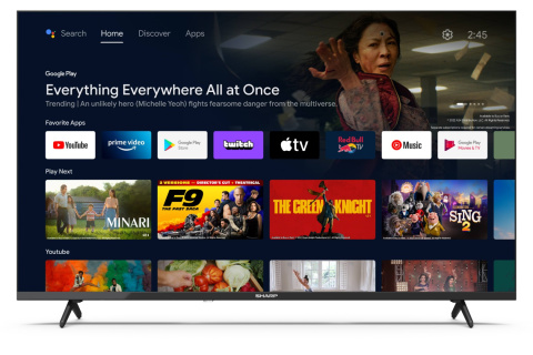 Sharp 43FH2EA 43" (108cm) 4K Ultra HD Smart Android Frameless TV, Google Assistant Sharp 43FH2EA 43" (108cm) Smart TV Android T Sharp 43FH2EA 43" (108cm) 4K Ultra HD Smart Android Frameless TV, Google Assistant Sharp 43FH2EA 43" (108cm) Smart TV Android T