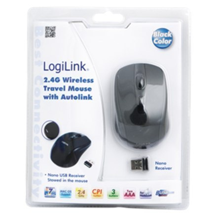 Logilink Maus optisch Funk 2.4 GHz wireless, Black, 2.4GH wireless mini Mysz with autolink Logilink Maus optisch Funk 2.4 GHz wireless, Black, 2.4GH wireless mini Mysz with autolink
