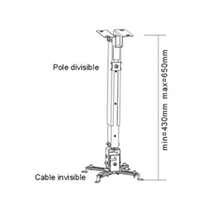 Sunne Projector Ceiling mount, Tilt, Swivel, VESA 225 - 316 mm, Silver, Maximum weight (capacity) 20 kg Sunne Projector Ceiling mount, Tilt, Swivel, VESA 225 - 316 mm, Silver, Maximum weight (capacity) 20 kg
