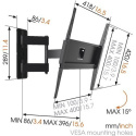 Vogels MA3040-A1, 32-55 ", Full Motion, Maximum weight (capacity) 25 kg, VESA 200x100, 200x200, 300x300, 400x400 mm, Black Vogels MA3040-A1, 32-55 ", Full Motion, Maximum weight (capacity) 25 kg, VESA 200x100, 200x200, 300x300, 400x400 mm, Black