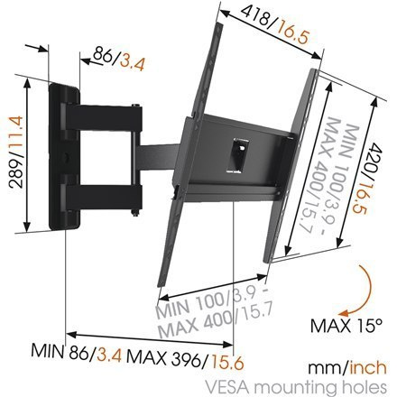 Vogels MA3040-A1, 32-55 ", Full Motion, Maximum weight (capacity) 25 kg, VESA 200x100, 200x200, 300x300, 400x400 mm, Black Vogels MA3040-A1, 32-55 ", Full Motion, Maximum weight (capacity) 25 kg, VESA 200x100, 200x200, 300x300, 400x400 mm, Black